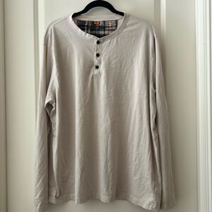 Tailor Vintage men Henley 1/4 button down cotton Shirt long sleeve Size XXL